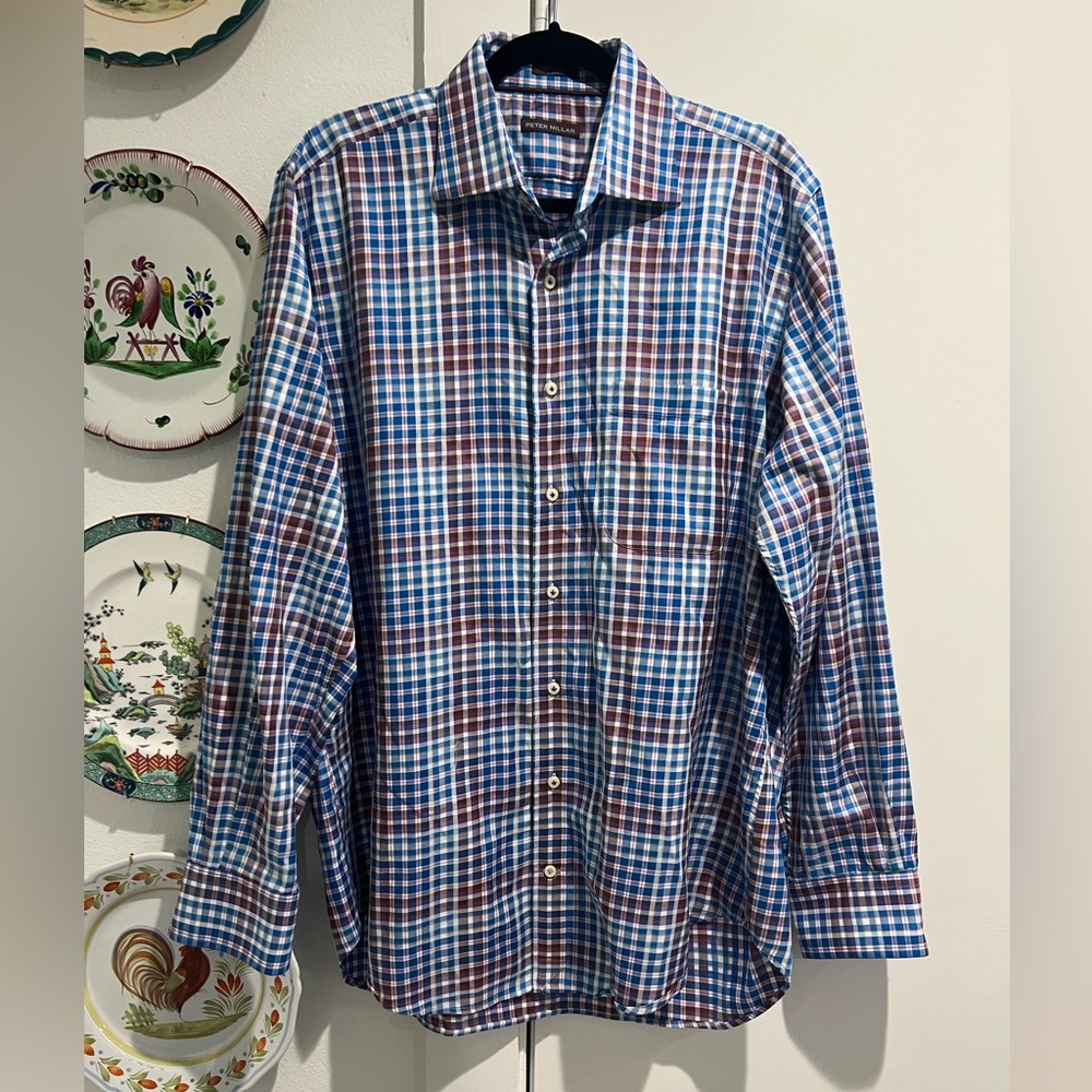 Peter Millar Button Down Dress Shirt Blue Purple